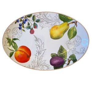 Bonjour Orchard Harvest Oval Platter Dishwasher Microwave Safe Fruit Serveware